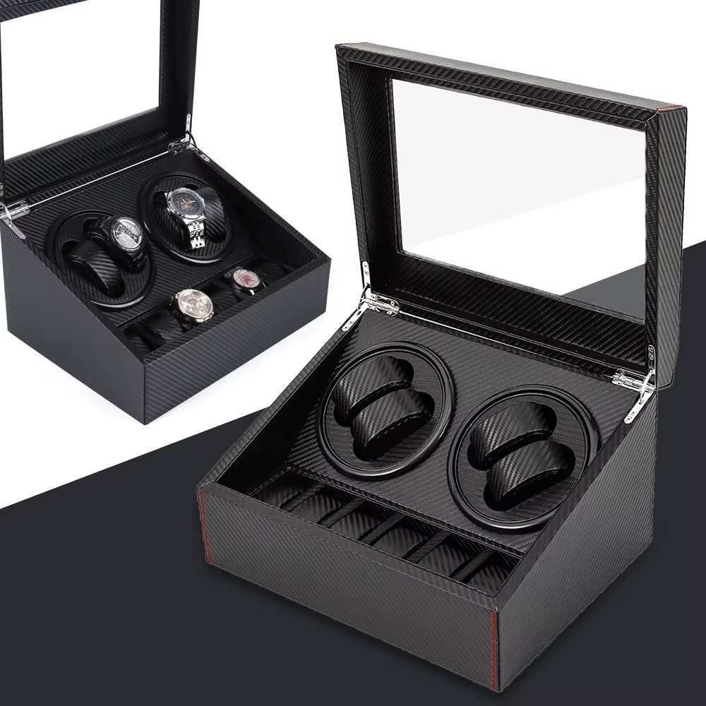 4+6 automatic watch winder with carbon fiber PU leather – ROLF Watches