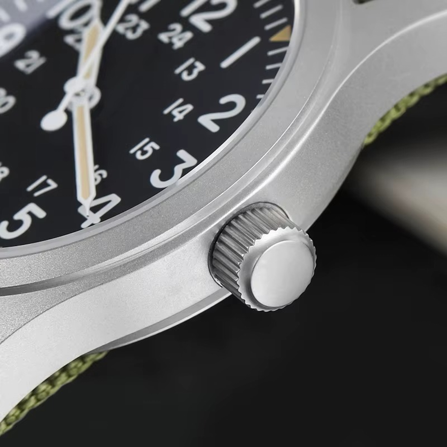 ROLF Astor Classic watch in military green NATO strap with black dial and luminous hands