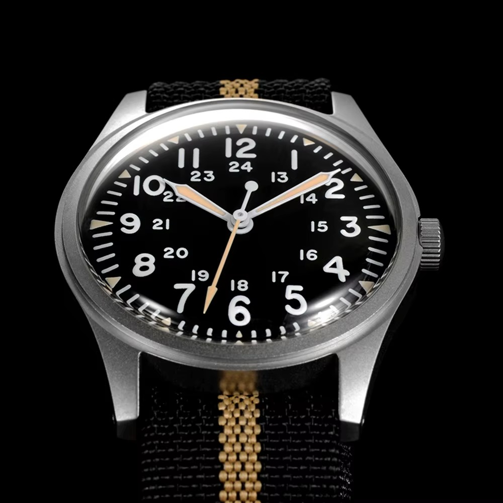 ROLF Astor Classic Sand Stripe vintage men's watch with NATO strap and luminous hands
