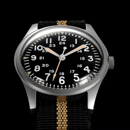 ROLF Astor Classic Sand Stripe vintage men's watch with NATO strap and luminous hands