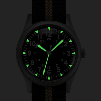 ROLF Astor Classic Sand Stripe vintage men's watch with NATO strap and luminous hands