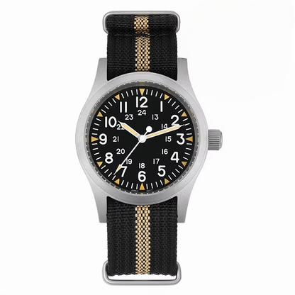 ROLF Astor Classic Sand Stripe vintage men's watch with NATO strap and luminous hands