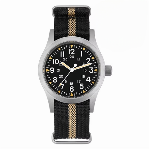 ROLF Astor Classic Sand Stripe vintage men's watch with NATO strap and luminous hands