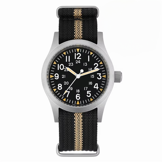 ROLF Astor Classic Sand Stripe vintage men's watch with NATO strap and luminous hands