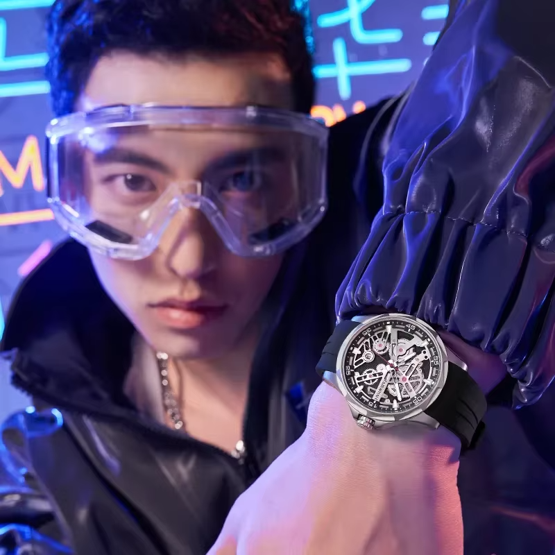 ROLF Axiom Mechanical men's watch - exposed movement dial design