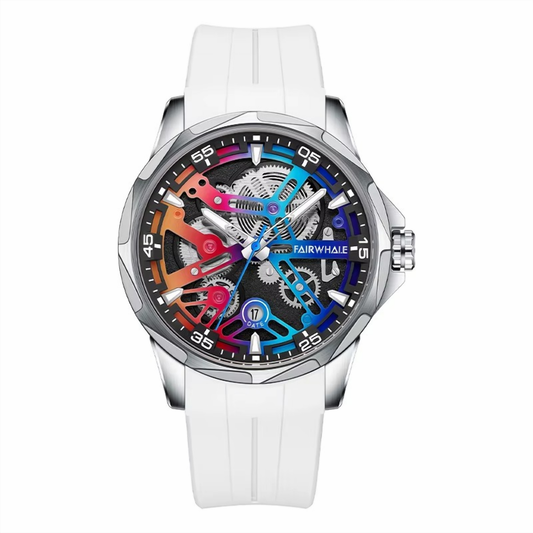 ROLF Axiom Mechanical men's watch - exposed movement dial design white 