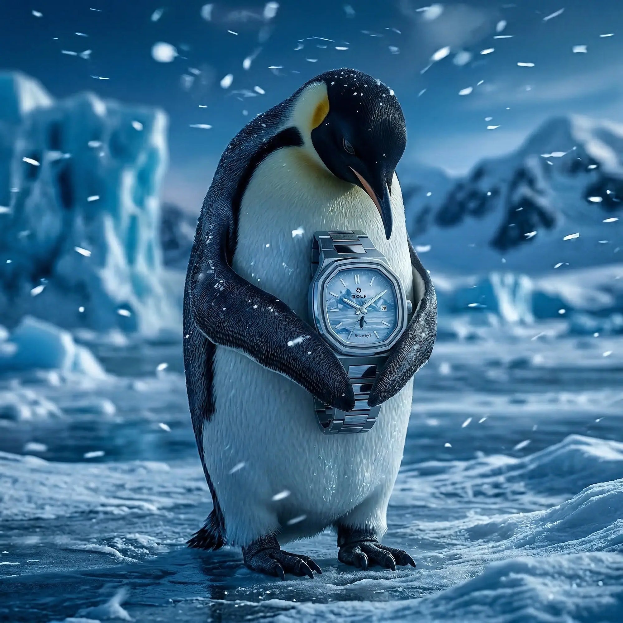 ROLF But Why limited edition art watch - surrealist penguin dial