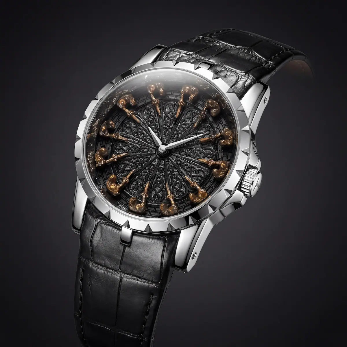 ROLF Templar XII medieval men's watch - knights dial close up