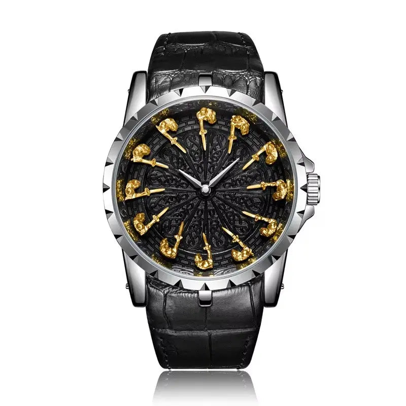 ROLF Templar XII templar watch for men - silver black gold dial
